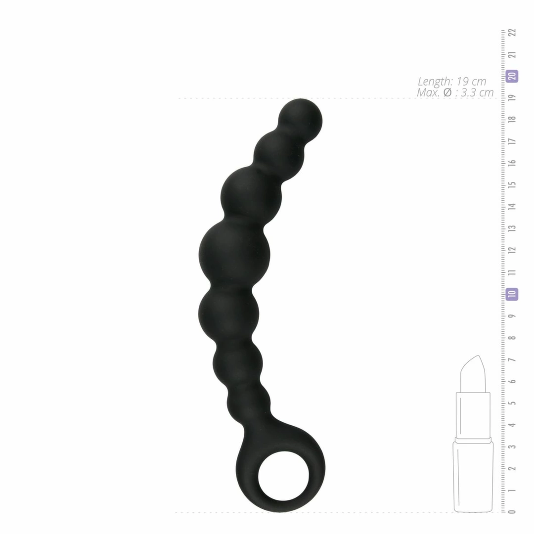 Sinner Gear Korek analny silikonowy z koralikami, czarny, 14 cm