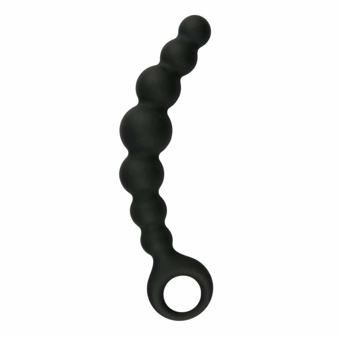 Sinner Gear Korek analny silikonowy z koralikami, czarny, 14 cm