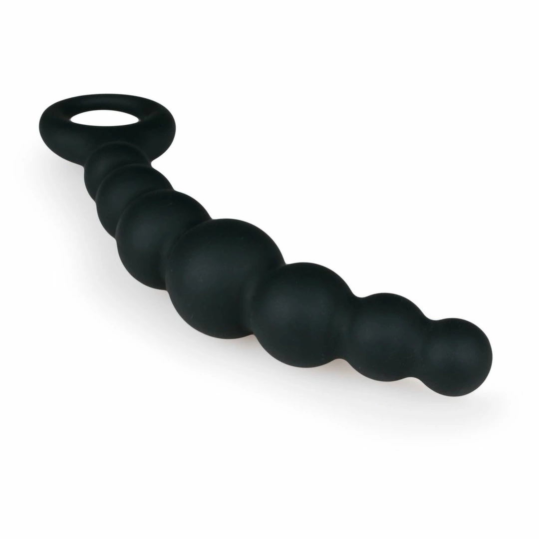 Sinner Gear Korek analny silikonowy z koralikami, czarny, 14 cm