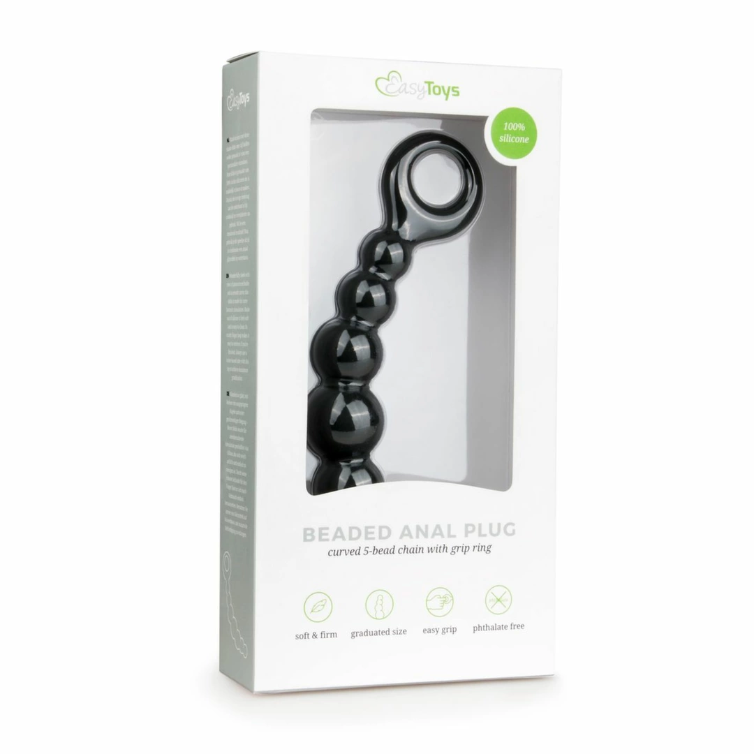 Sinner Gear Korek analny silikonowy z koralikami, czarny, 14 cm