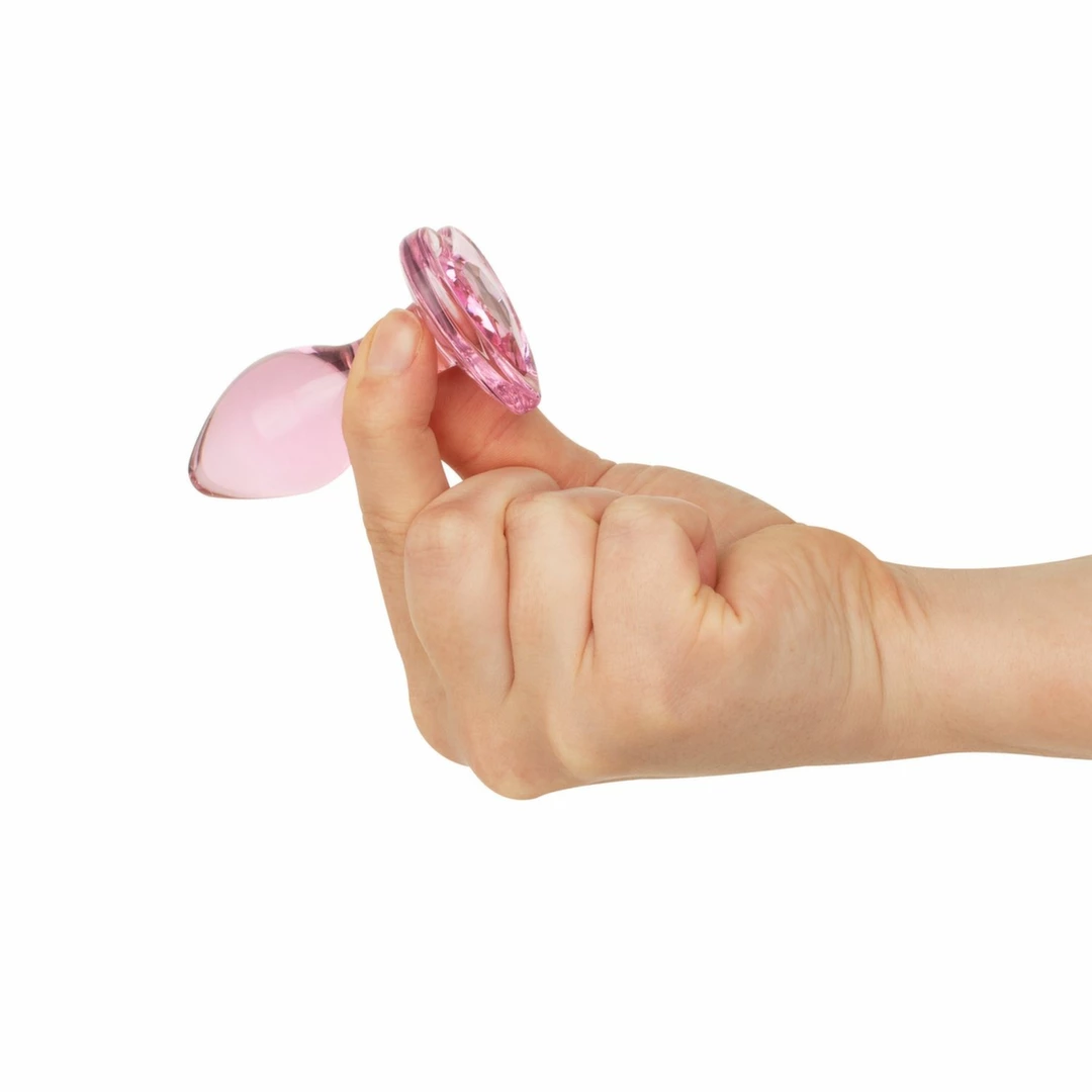 Anal Collection Szklany Korek Intymny Small 7 cm Rożowy Sercowe Zakończenie