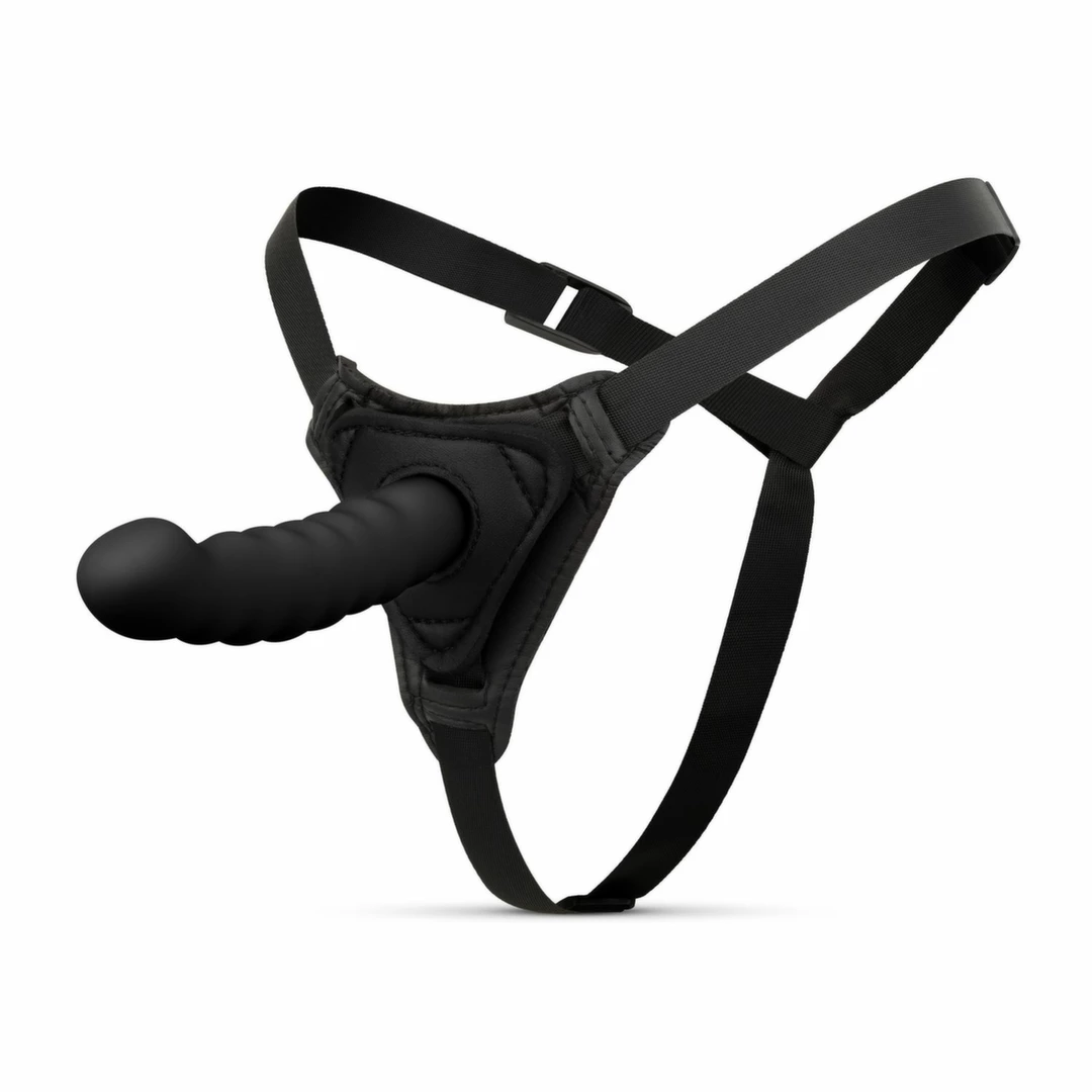 EasyToys Silicone Strap-On Bended - Zestaw z regulowanym uprzężą, silikonowy