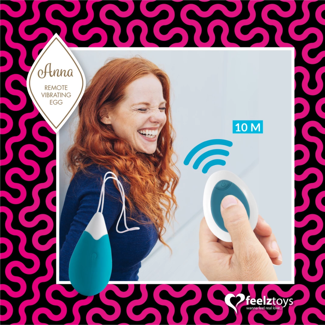 Jajko dopochwowe silikonowe w kształcie kropli z bezprzewodowym pilotem w kolorze biało turkusowym od FeelzToys Anna Deep 