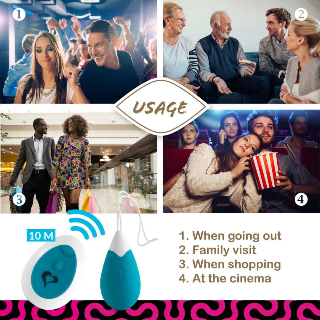 Jajko dopochwowe silikonowe w kształcie kropli z bezprzewodowym pilotem w kolorze biało turkusowym od FeelzToys Anna Deep 