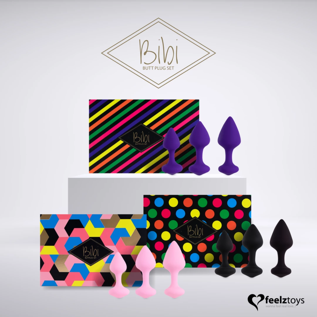 Zestaw korków analnych wykonanych z silikonu w kolorze fioletowym FeelzToys Bibi 