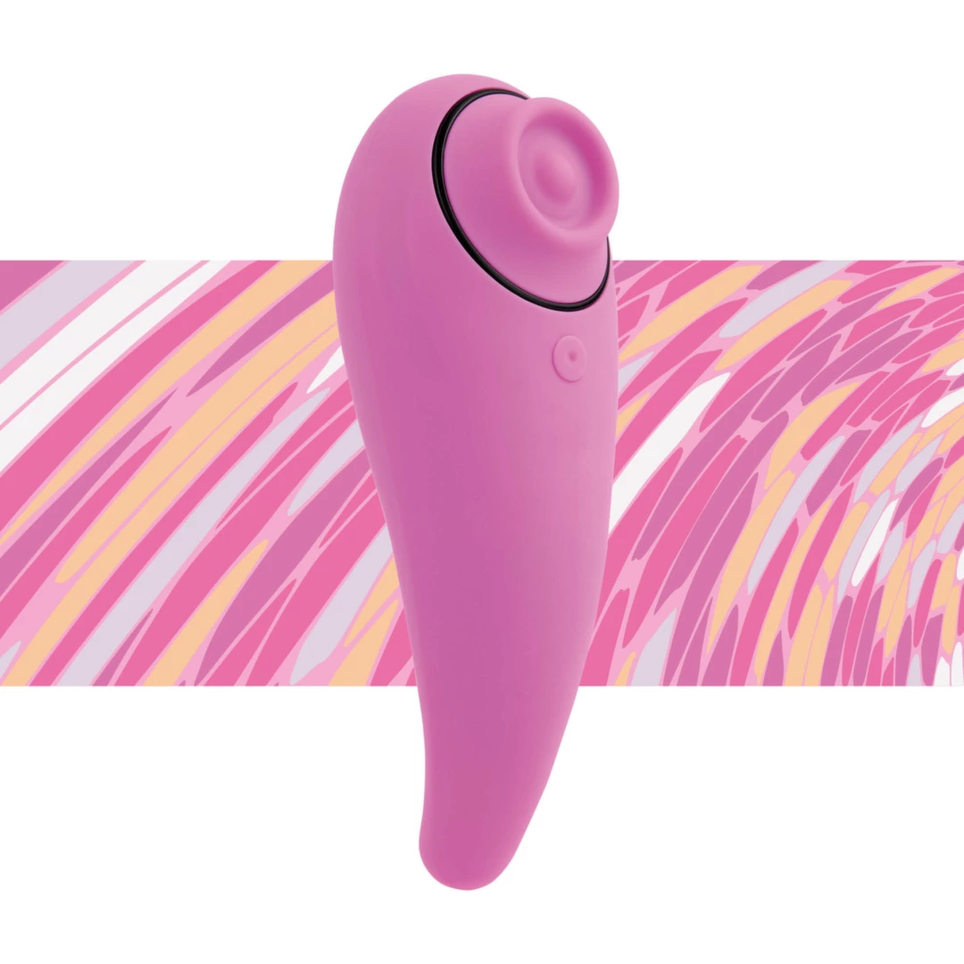 Różowy silikonowy wibrator do stymulacji łechtaczki i pochwy z podciśnieniem od FeelzToys FemmeGasm 
