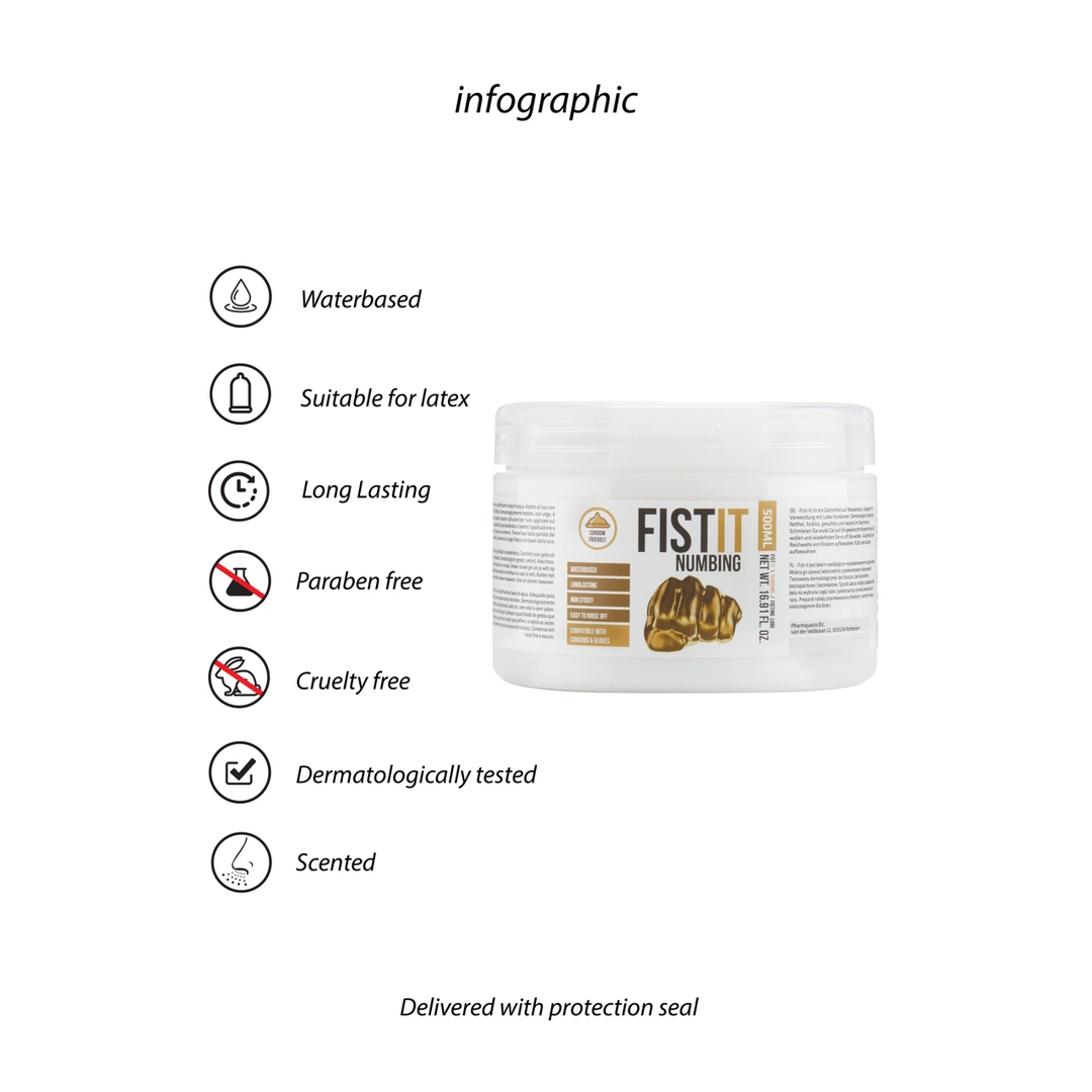 Lubrykant znieczulający nawilżający na bazie wody Fist It by Shots 500 ml