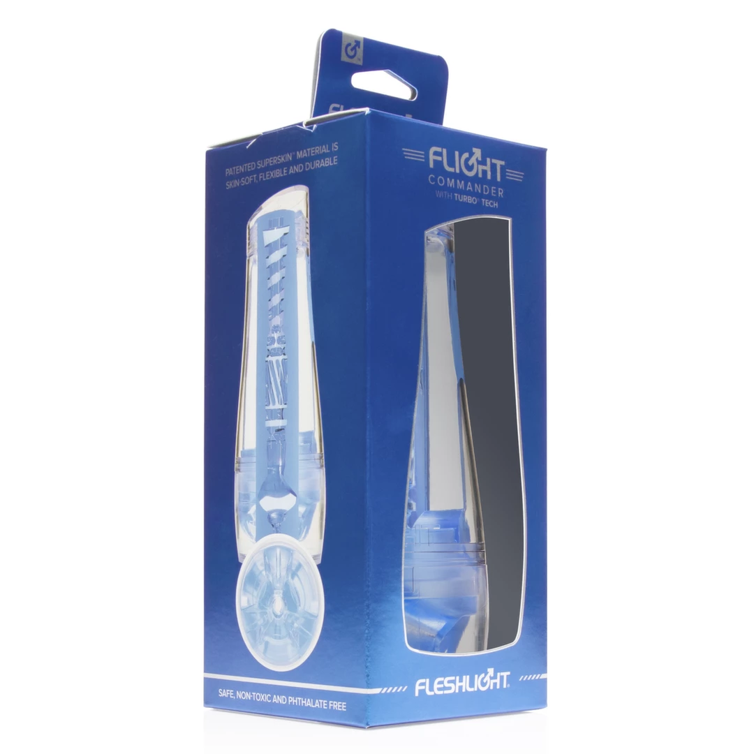 Masturbator bezwibracyjny przezroczysty do masturbacji penisa z hiperrealistyczną teksturą wewnątrz Fleshlight Flight Commander