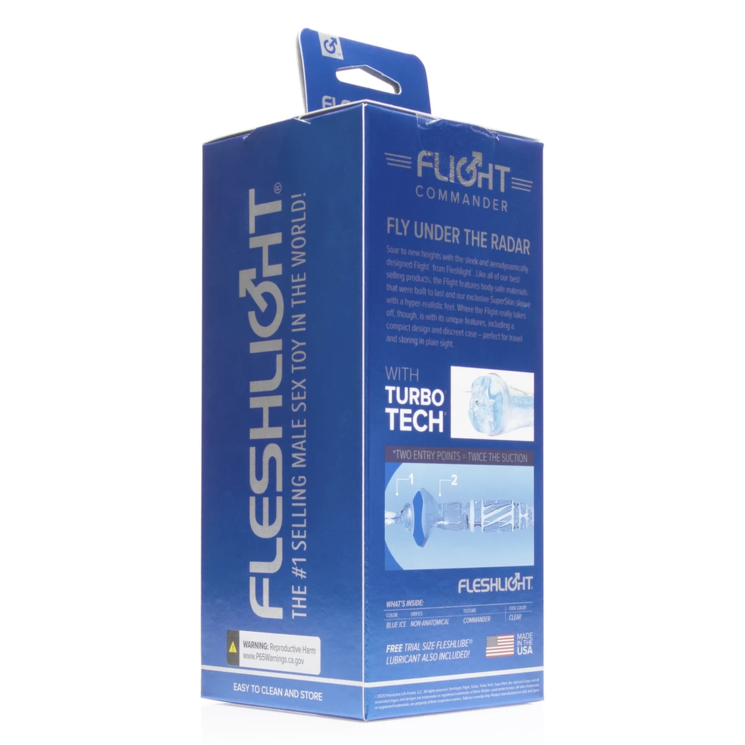 Masturbator bezwibracyjny przezroczysty do masturbacji penisa z hiperrealistyczną teksturą wewnątrz Fleshlight Flight Commander