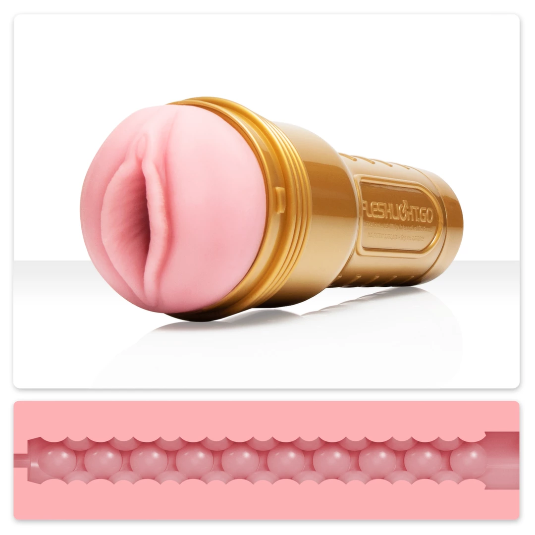 Beżowy masturbator do masturbacji penisa ze strukturą imitującą wnętrze pochwy Fleshlight GO Stamina Trainings 