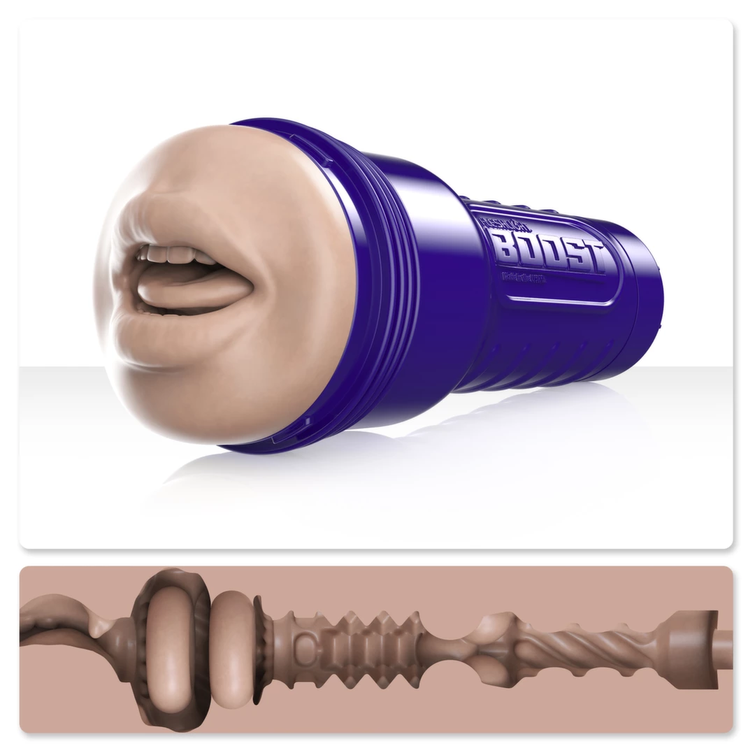Beżowy silikonowy wibrator do masturbacji penisa z funkcją kontroli podciśnienia Fleshlight Boost BlowÂ 