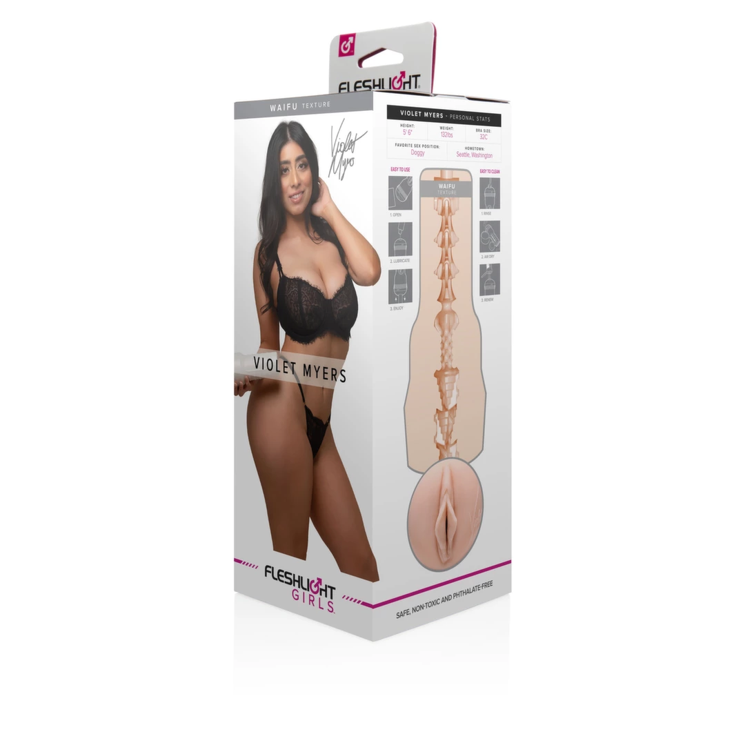 Beżowy masturbator waginy do masturbacji penisa z realistycznymi wybrzuszeniami wewnątrz Fleshlight Violet Myers