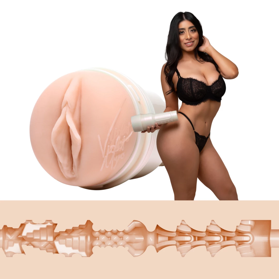 Beżowy masturbator waginy do masturbacji penisa z realistycznymi wybrzuszeniami wewnątrz Fleshlight Violet Myers