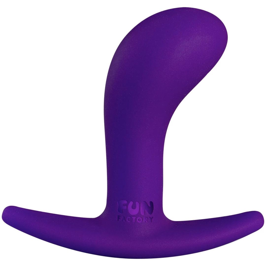 Korek analny zakrzywiony wykonany z silikonu w kolorze fioletowym Fun Factory Bootie Anal Plug