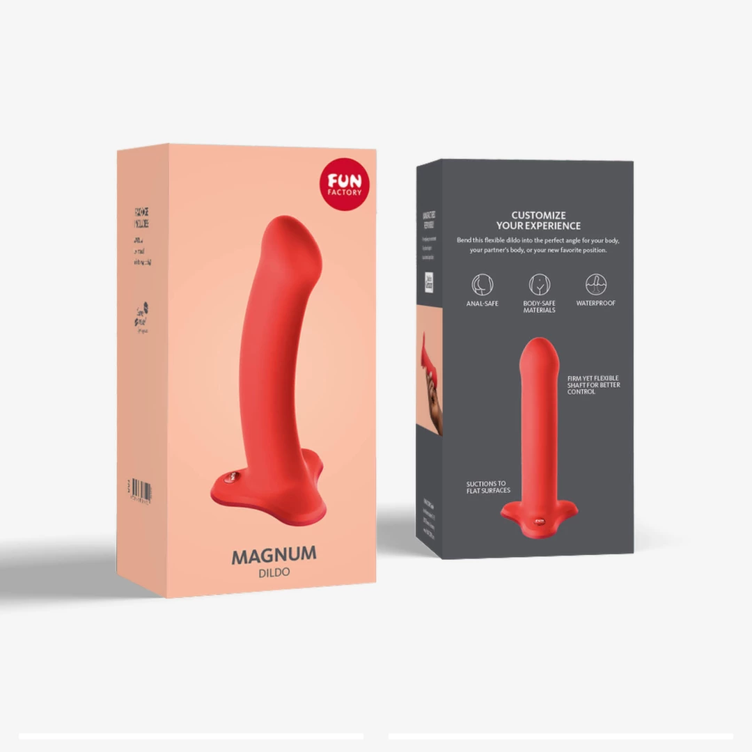 Dildo do masturbacji wykonane z czerwonego silikonu Fun Factory Magnum 18 cm