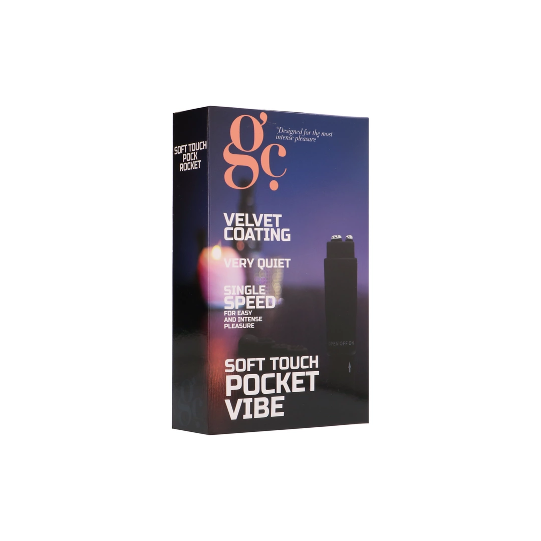 Miniwibrator do masturbacji wykonany z czarnego plastiku z dodatkowymi nasadkami GC by shots