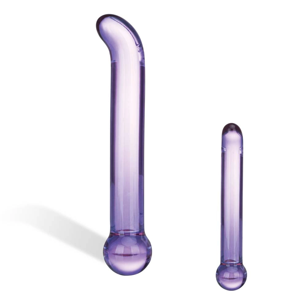 Penis szklany do masturbacji punktu G niebieski Glas Purple GSpot 