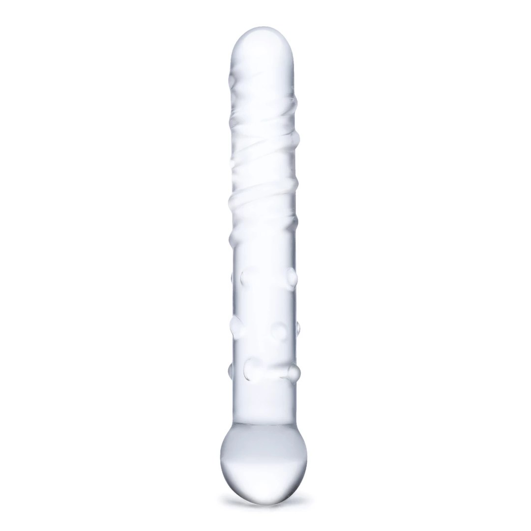 Penis szklany do masturbacji przezroczysty z wybrzuszeniami Glas Callisto