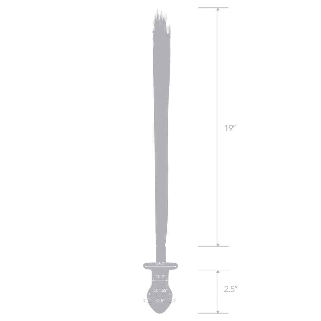 Korek analny wykonany z przezroczystego szkła z czarnym końskim ogonem Glas Horse Tail