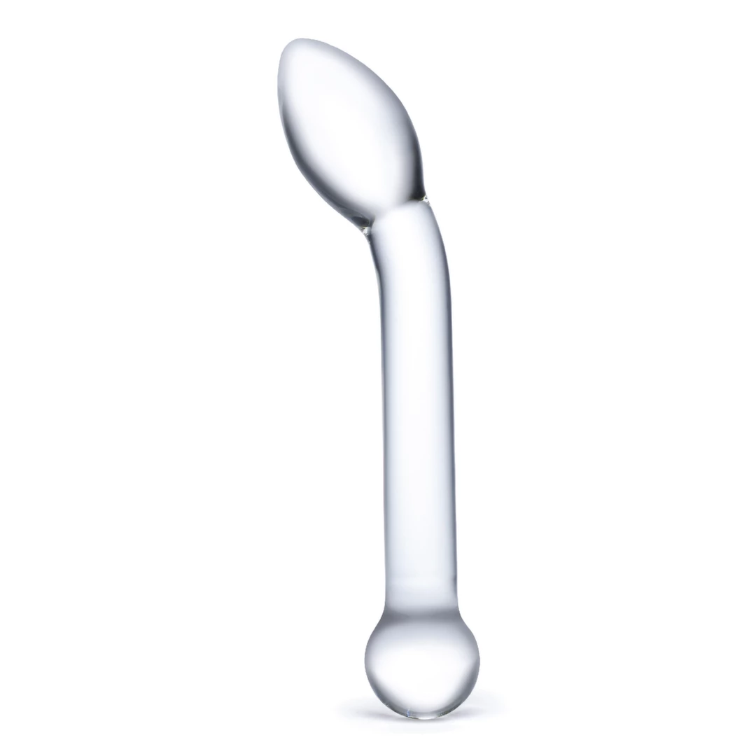 Penis szklany do masturbacji punktu G przezroczysty zakrzywiony z wybrzuszeniami Glas Slimline G Spot
