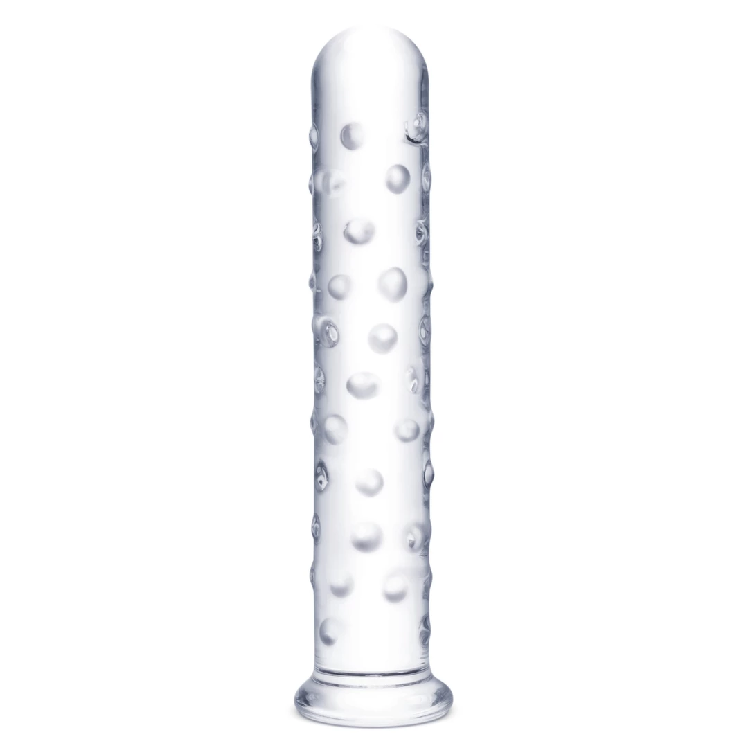 Penis szklany do masturbacji przezroczysty z wybrzuszeniami Glas Extra Large