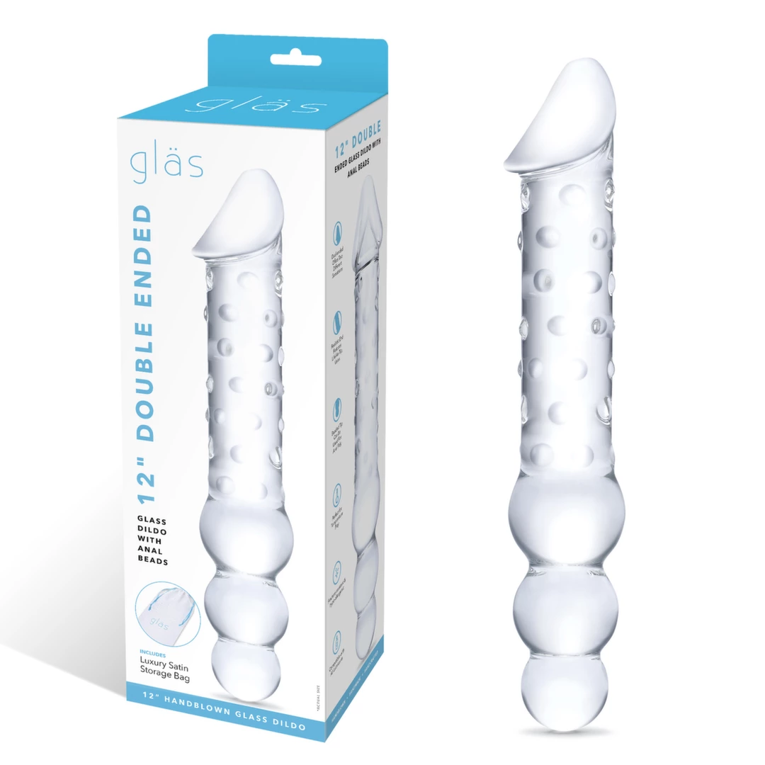 Szklane dildo do masturbacji z wypukłościami Glas Double Ended