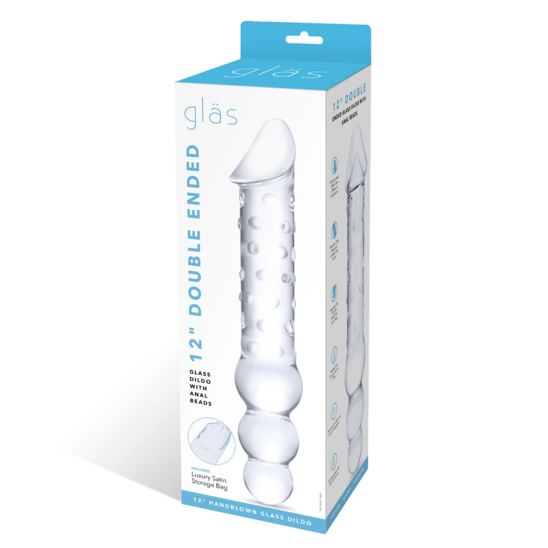 Szklane dildo do masturbacji z wypukłościami Glas Double Ended