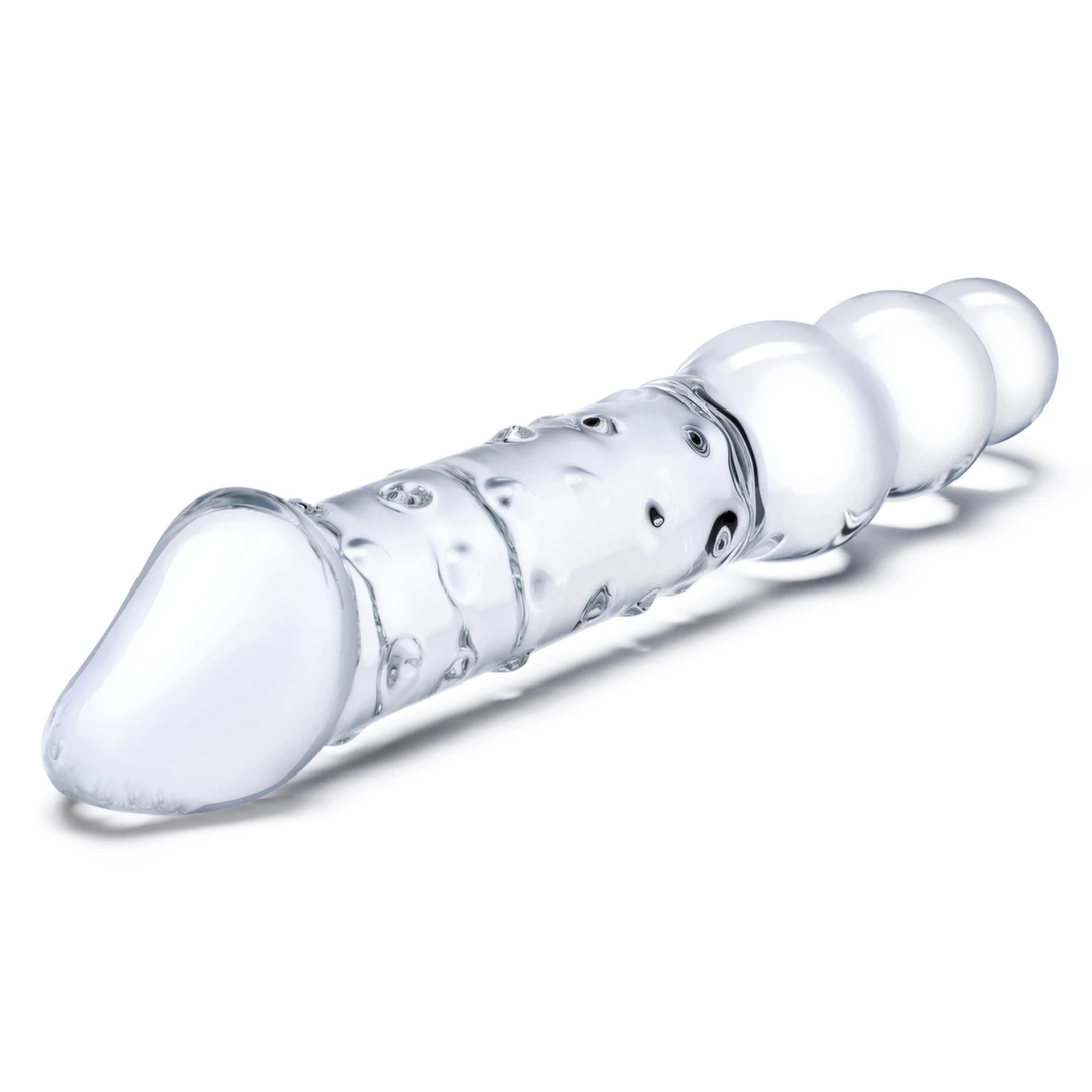 Szklane dildo do masturbacji z wypukłościami Glas Double Ended