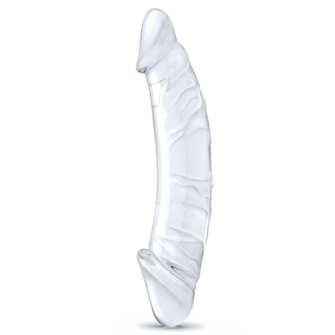 Penis szklany do masturbacji przezroczysty zakrzywiony z wybrzuszeniami Glas Girthy