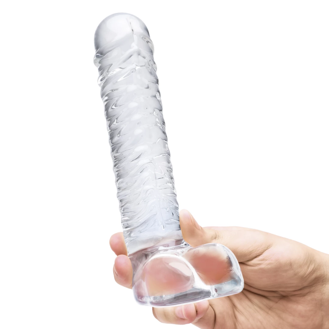 Szklane dildo do masturbacji z wypukłościami i kulkami Glas Realistic Ribbed 20 cm Szklane dildo do masturbacji z wypukłościami i kulkami Glas Realistic Ribbed 20 cm