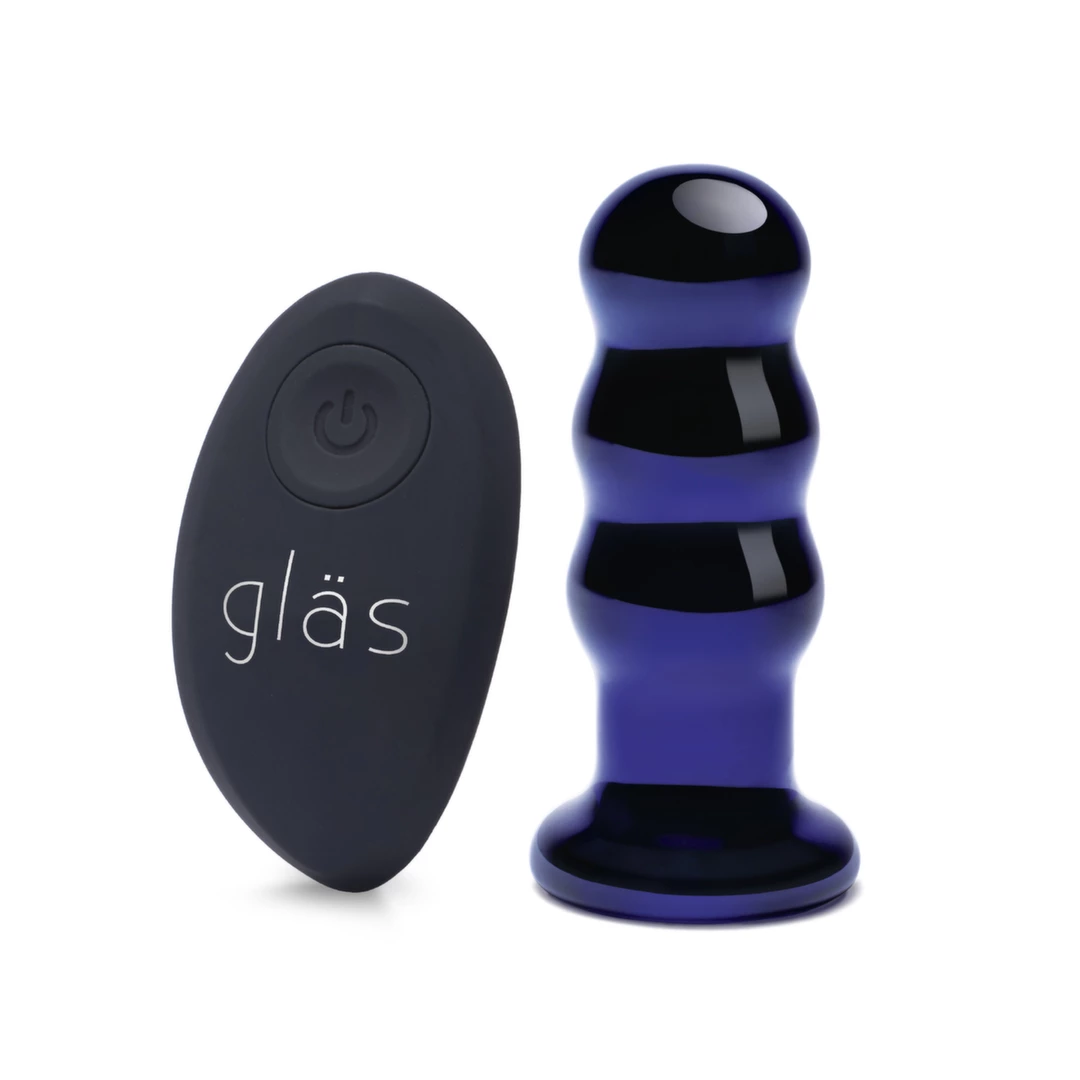 Szklany plug analny wibrujący Glas Vibrating Beaded Butt Plug