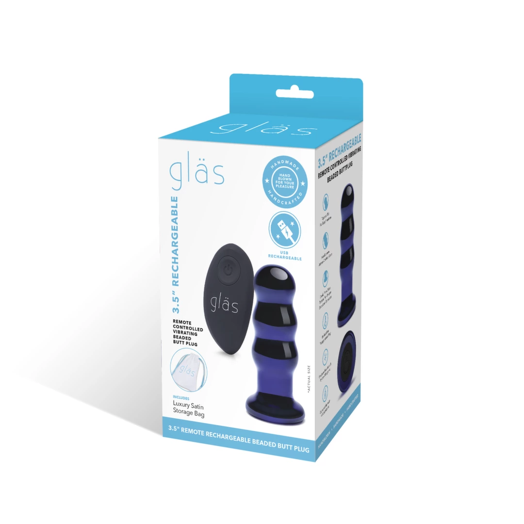 Szklany plug analny wibrujący Glas Vibrating Beaded Butt Plug Szklany plug analny wibrujący Glas Vibrating Beaded Butt Plug
