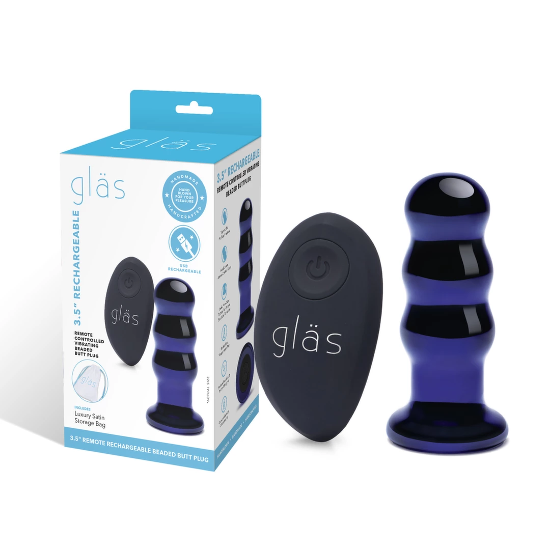 Szklany plug analny wibrujący Glas Vibrating Beaded Butt Plug Szklany plug analny wibrujący Glas Vibrating Beaded Butt Plug