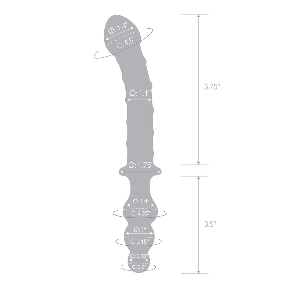 Zakrzywione dildo do masturbacji wykonane ze szkła w niebiesko przezroczystym kolorze Glas 14 cm