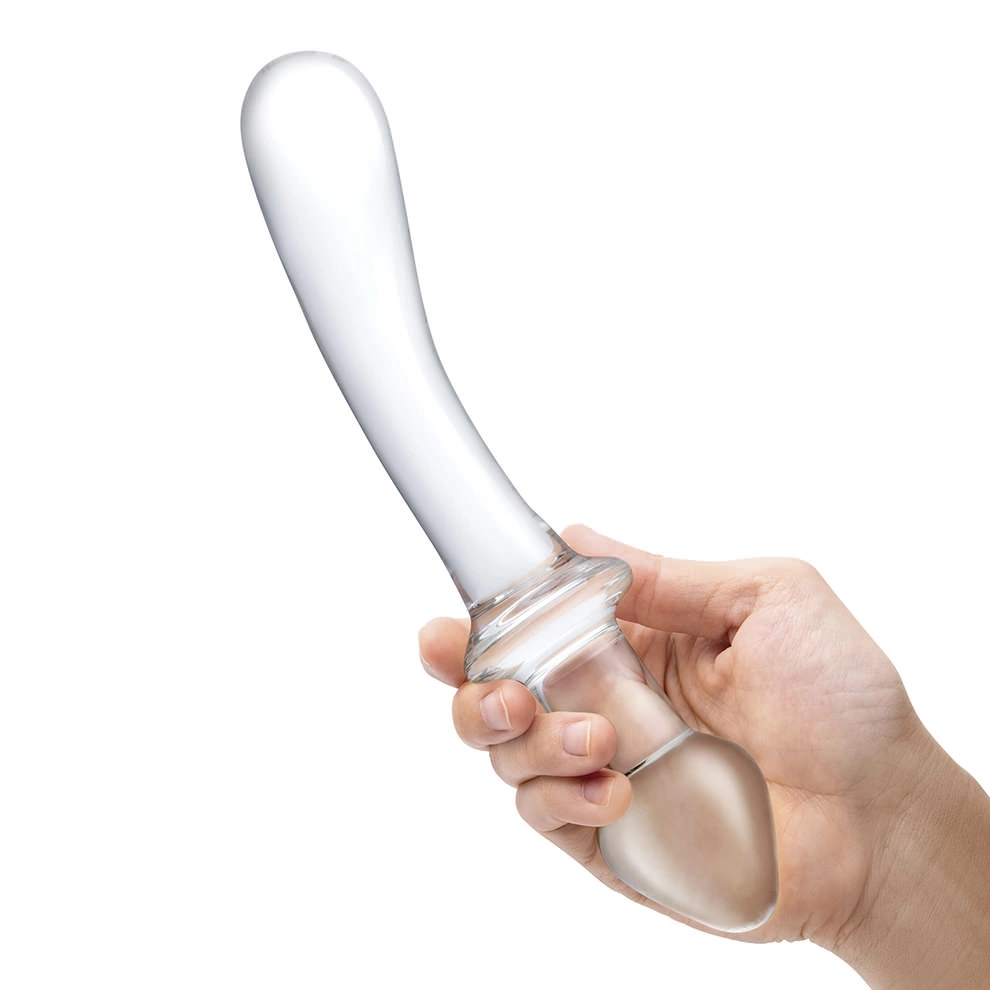 Podwójne szklane dildo do masturbacji zakrzywione Glas Classic