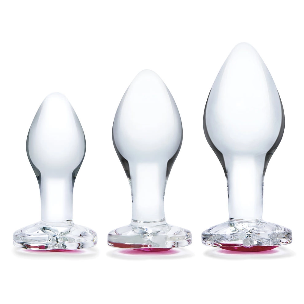 Zestaw szklanych korków analnych Heart Jewel Glas 3 szt
