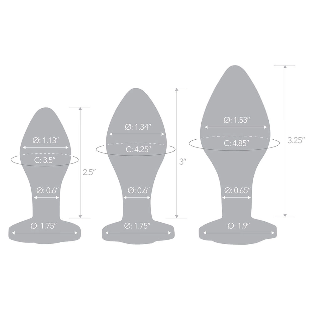 Zestaw szklanych korków analnych Heart Jewel Glas 3 szt