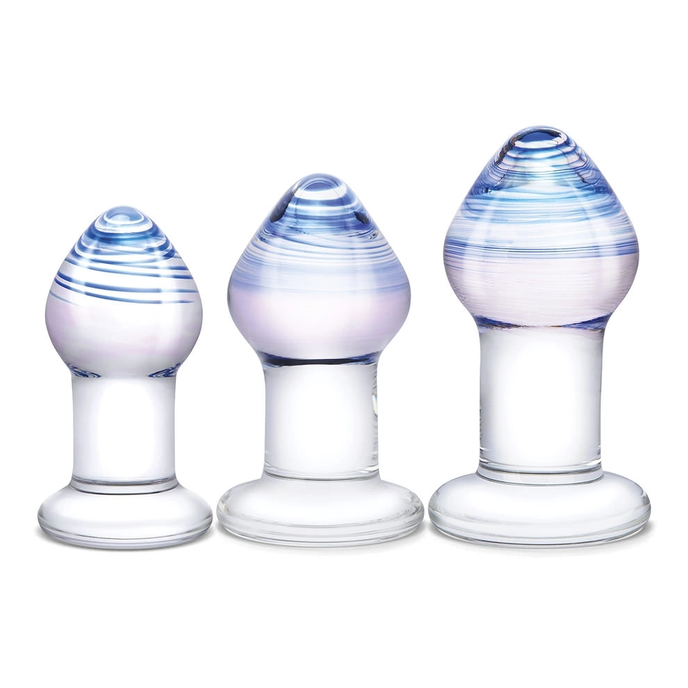 Zestaw do treningu analnego 3 szklane korki Pleasure Droplets Glas