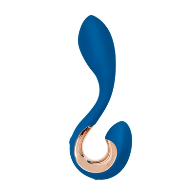 Korek analny zakrzywiony wykonany z niebieskiego silikonu G-vibe Pop2 13 cm