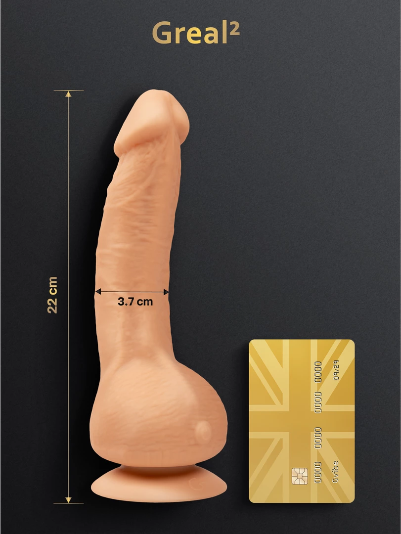 Realistyczne zakrzywione dildo do masturbacji wykonane z beżowego silikonu z jądrami i przyssawką Gvibe 18 cm