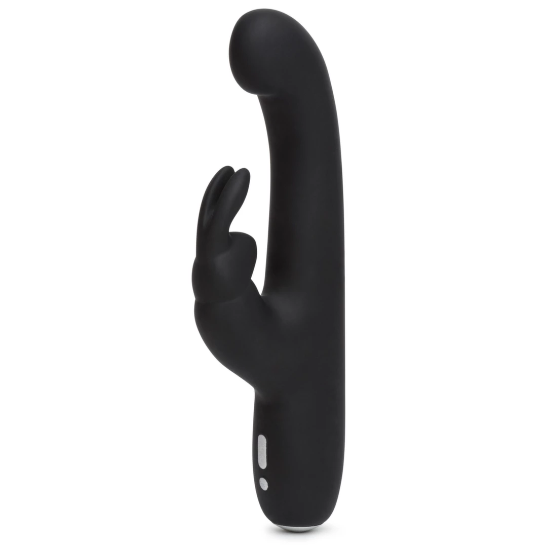 Czarny silikonowy wibrator w kształcie królika z zakrzywioną końcówką do masturbacji łechtaczki i punktu G Happy Rabbit G Spot Slim 