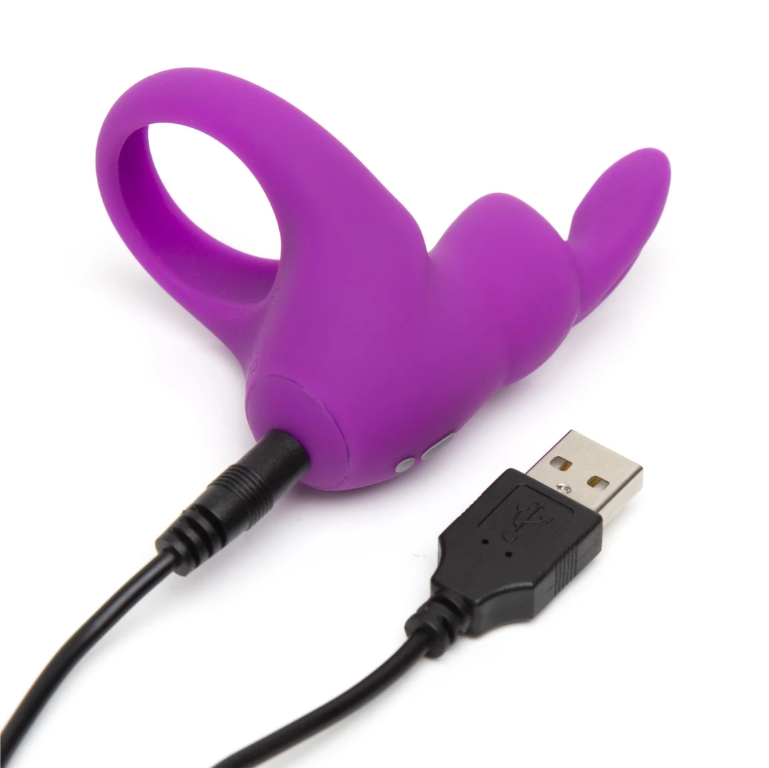 Wibrujący silikonowy pierścień na penisa karmazynowego koloru w kształcie królika Happy Rabbit Rechargeable Vibrating