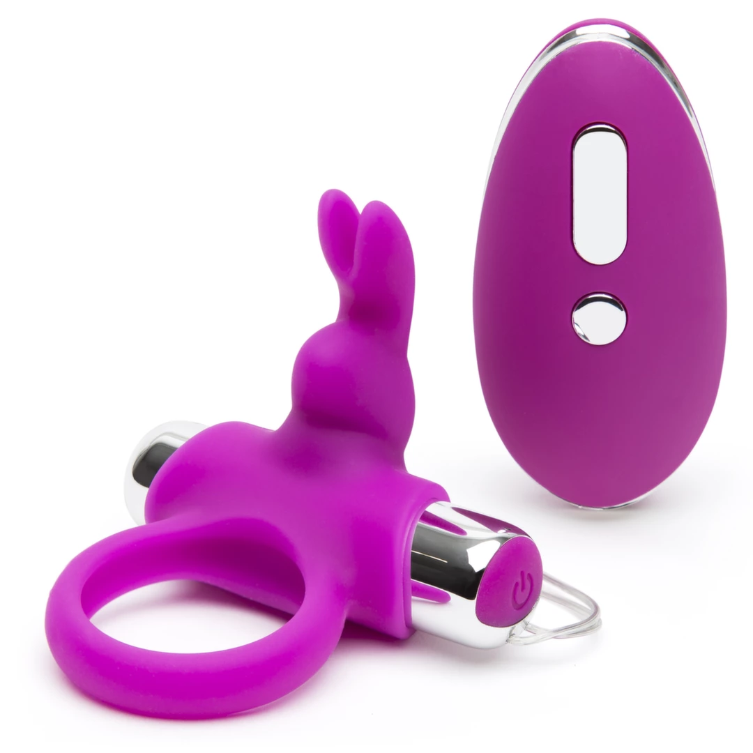 Wibrujący silikonowy pierścień na penisa różowy w kształcie królika Happy Rabbit Remote Control 