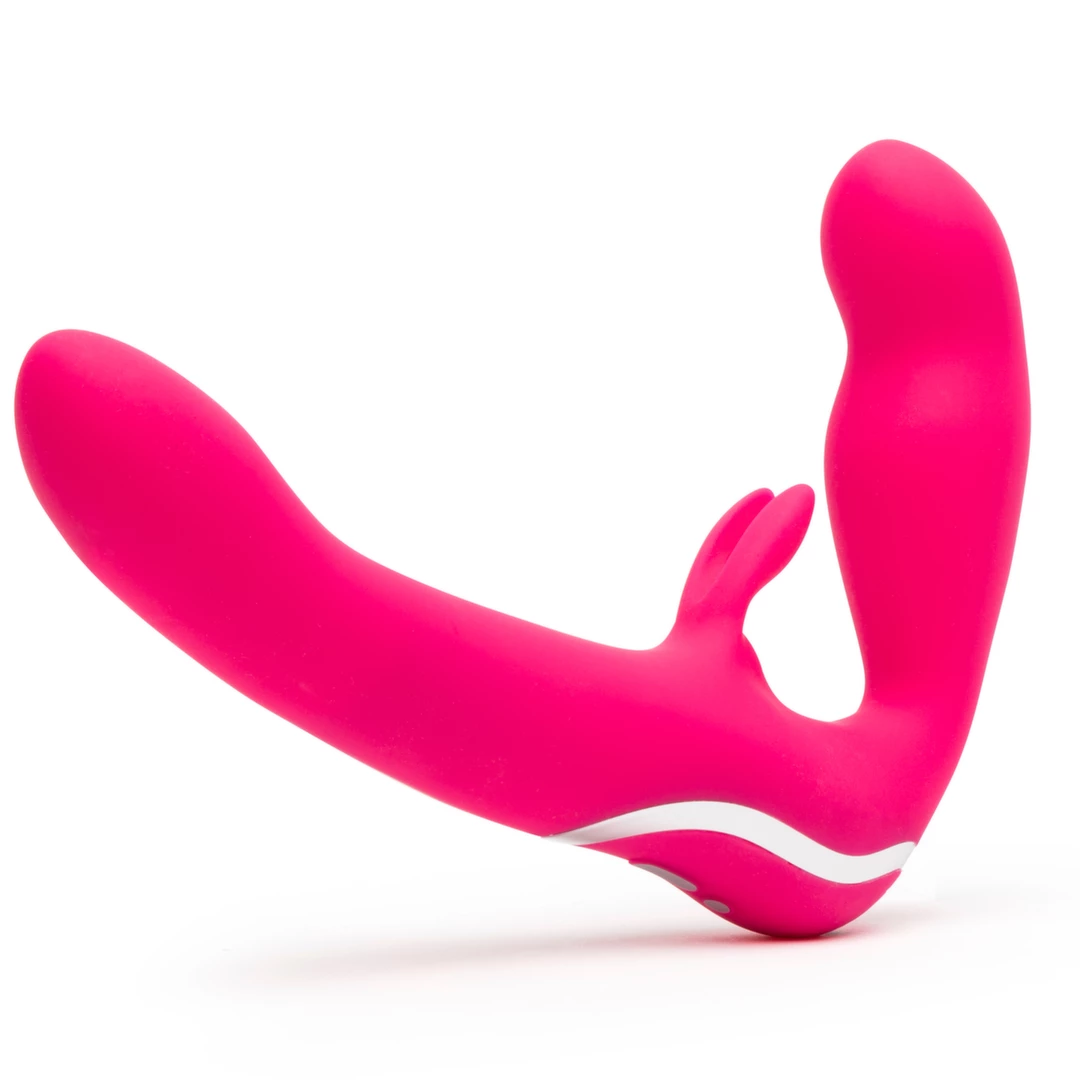 Strapon silikonowy do masturbacji pochwy i łechtaczki oraz punktu G w kolorze różowym Happy Rabbit Strapless Strap On