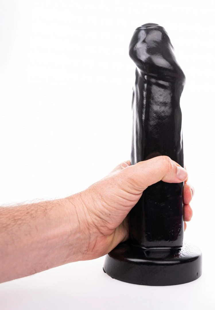 Realistyczne dildo wykonane z czarnego silikonu Hung System Uncut 27 cm