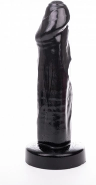 Realistyczne dildo wykonane z czarnego silikonu Hung System Uncut 27 cm