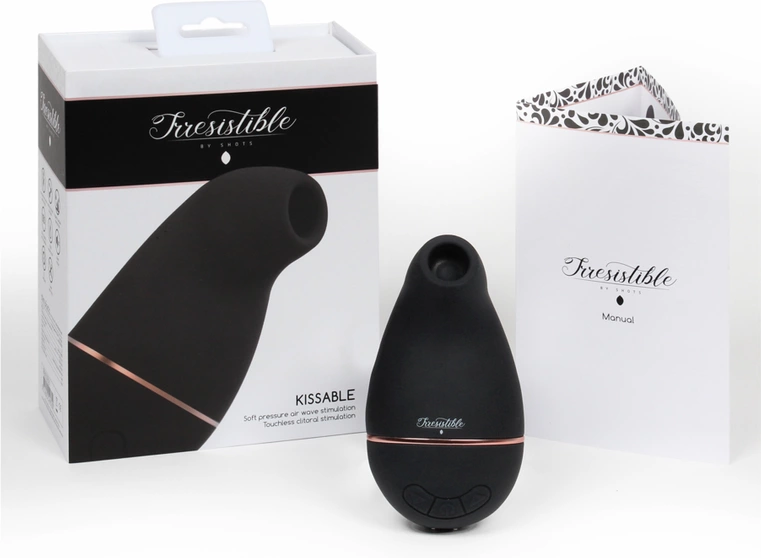 Wibrator do masturbacji powietrznej wykonany z czarnego silikonu Irresistible by Shots