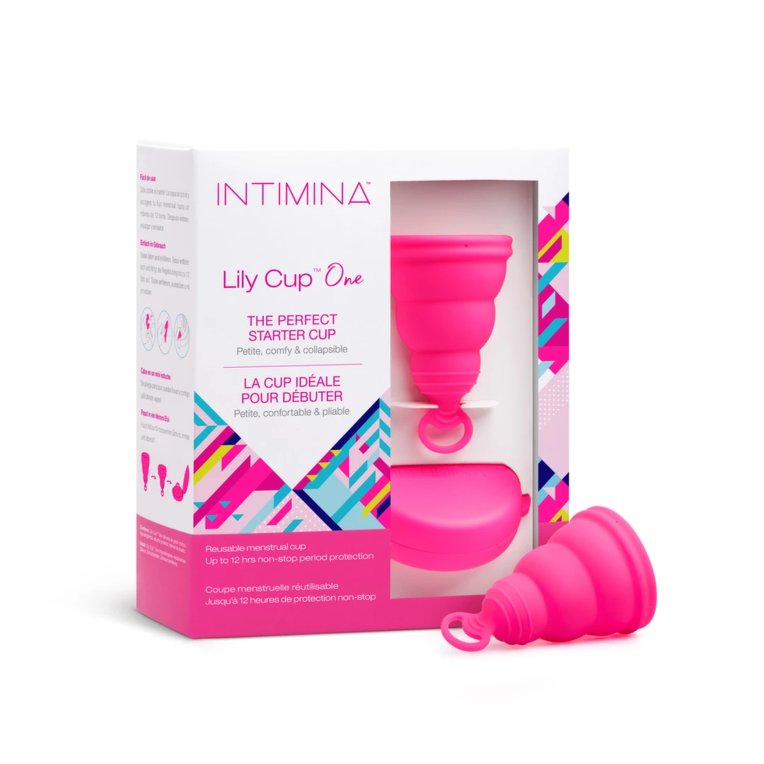 Kubeczek menstruacyjny wykonany z silikonu medycznego w kolorze karmazynowym Intimina 20 ml