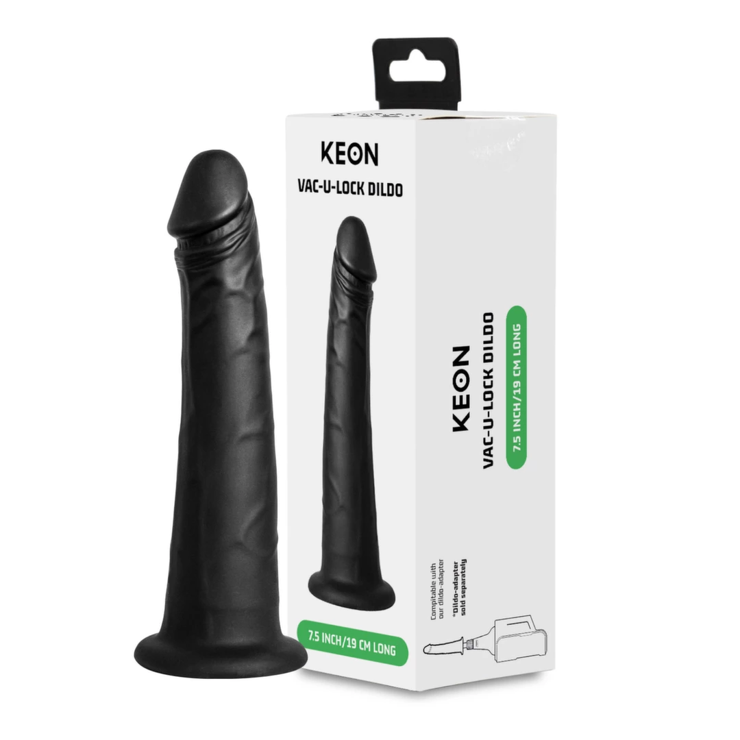 Realistyczne dildo zakrzywione wykonane z czarnego silikonu z przyssawką Kiiroo Do Keon Sexmachine 19 cm