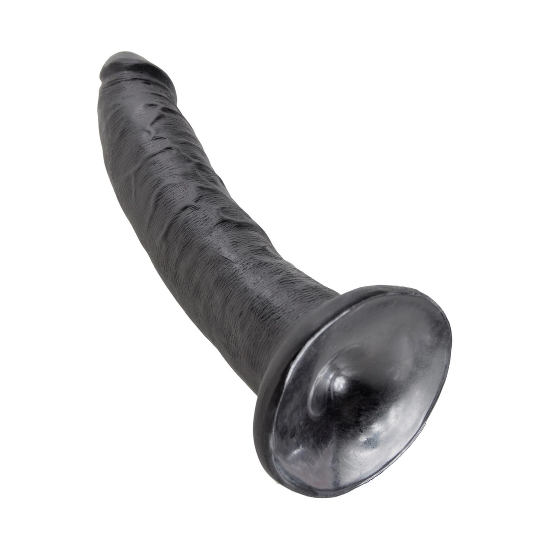 Realistyczne zakrzywione dildo do masturbacji wykonane z czarnego silikonu z przyssawką King Cock 18 cm Realistyczne zakrzywione dildo do masturbacji wykonane z czarnego silikonu z przyssawką King Cock 18 cm